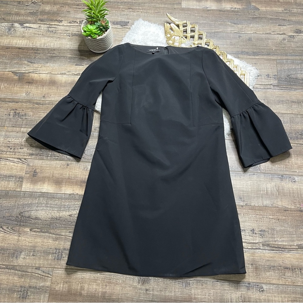 Lafayette 148 New York Black Flare Trumpet Sleeve Shift Dress